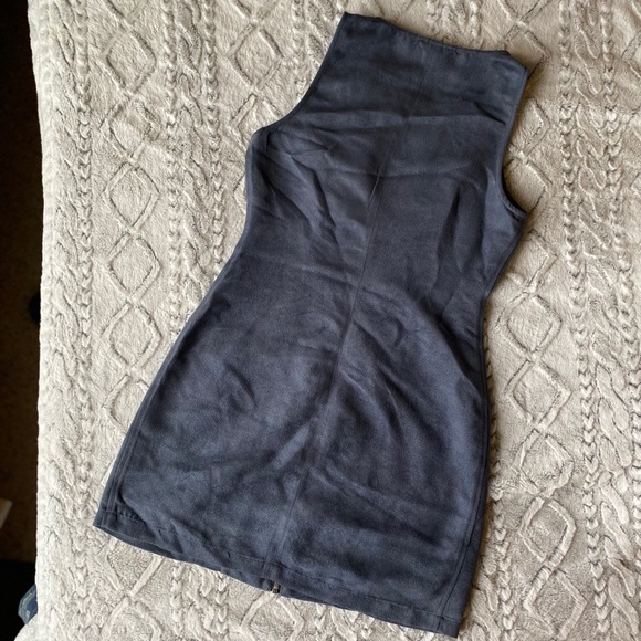 Blue Faux suede zip front dress by BB Dakota - Picture 7 of 8